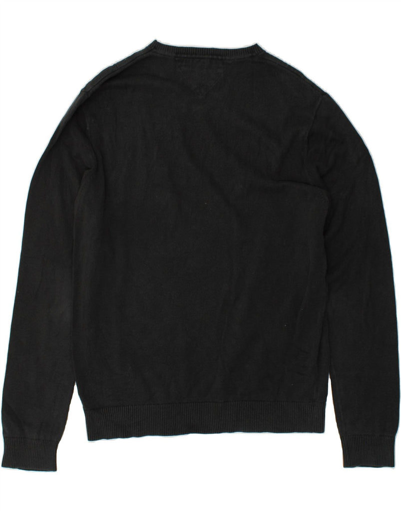 TOMMY HILFIGER Mens V-Neck Jumper Sweater Large Black Cotton | Vintage Tommy Hilfiger | Thrift | Second-Hand Tommy Hilfiger | Used Clothing | Messina Hembry 
