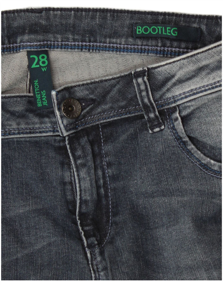 Benetton Womens Acid Wash Bootcut Jeans W28 L33 Blue Cotton