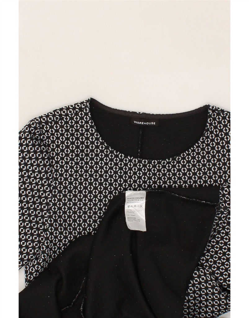 WAREHOUSE Womens Abstract Pattern A-Line Dress UK 8 Small  Black Polyester Vintage Warehouse and Second-Hand Warehouse from Messina Hembry 