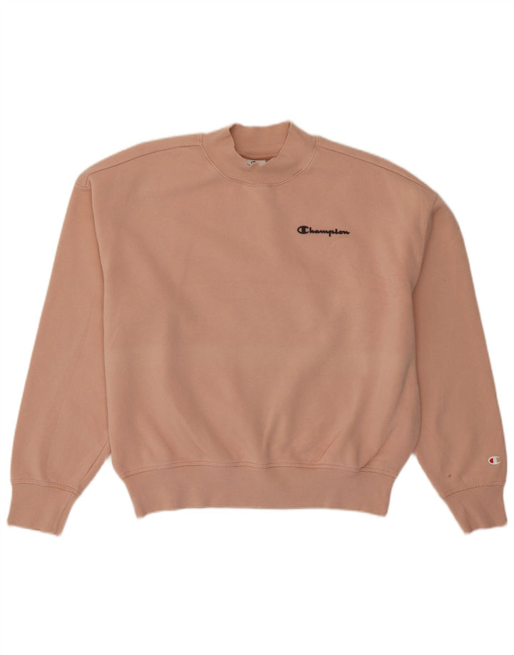 Champion Womens Crop Oversized Sweatshirt Jumper UK 14 Medium Pink Cotton