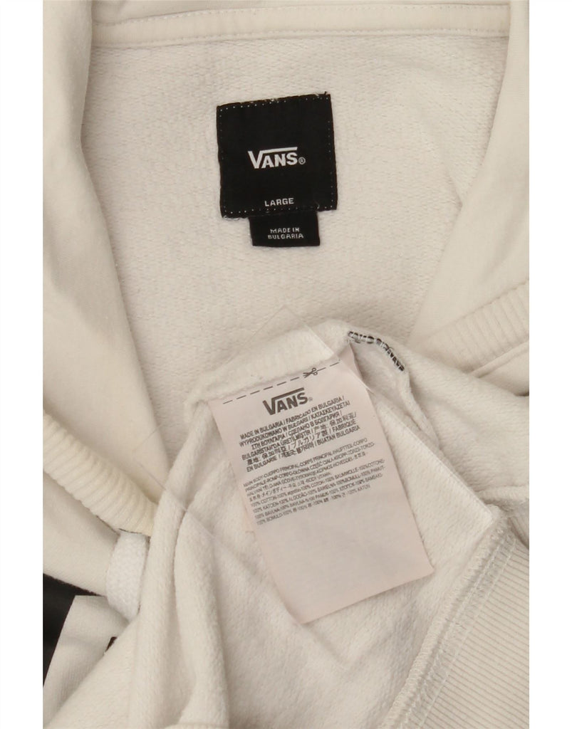 VANS Mens Graphic Hoodie Jumper Large White Cotton Vintage Vans and Second-Hand Vans from Messina Hembry 