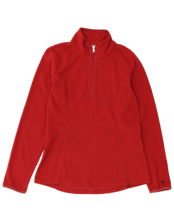 Champion Womens Zip Neck Fleece Jumper UK 10 Small Red