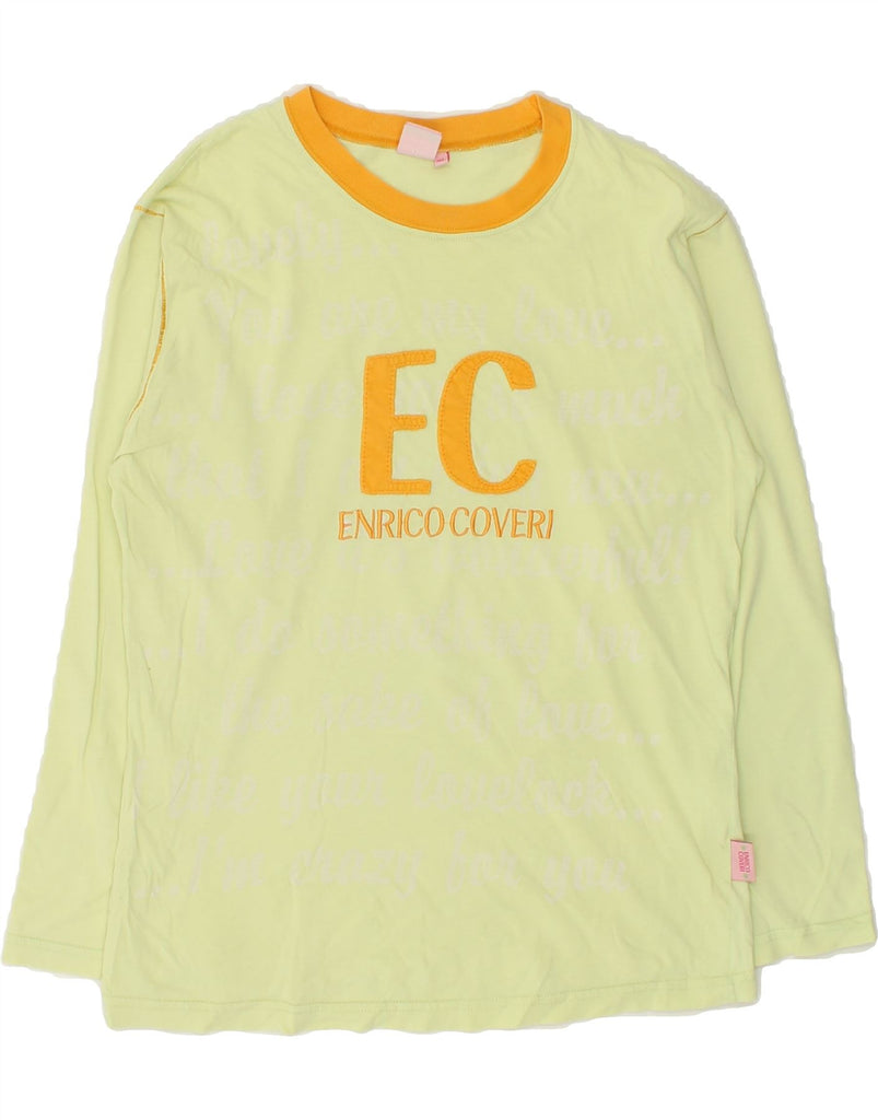 ENRICO COVERI Girls Graphic Top Long Sleeve 12-13 Years XL Green Cotton | Vintage Enrico Coveri | Thrift | Second-Hand Enrico Coveri | Used Clothing | Messina Hembry 