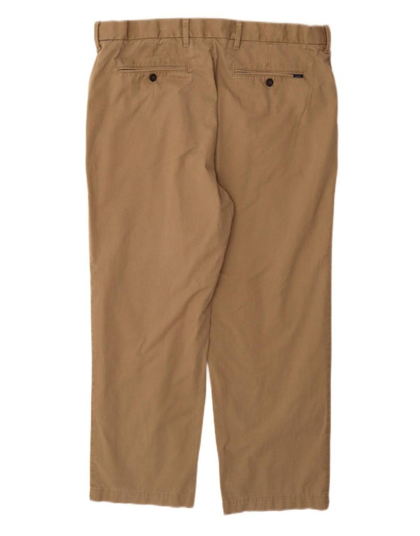 Marks & Spencer Mens Regular Fit Suit Trousers W38 L29 Beige Cotton