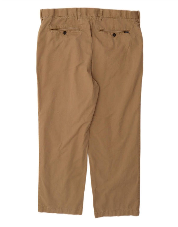 Marks & Spencer Mens Regular Fit Suit Trousers W38 L29 Beige Cotton