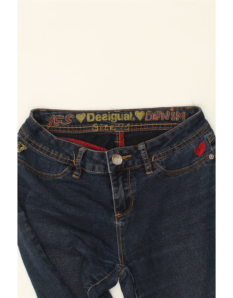 DESIGUAL Womens Skinny Jeans W24 L32 Navy Blue Cotton | Vintage Desigual | Thrift | Second-Hand Desigual | Used Clothing | Messina Hembry 