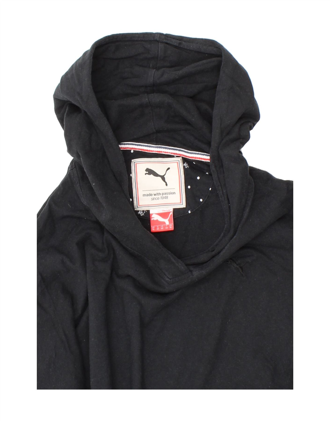 PUMA Womens Oversized Hoodie Jumper UK 16 Large  Black Cotton Vintage Puma and Second-Hand Puma from Messina Hembry 