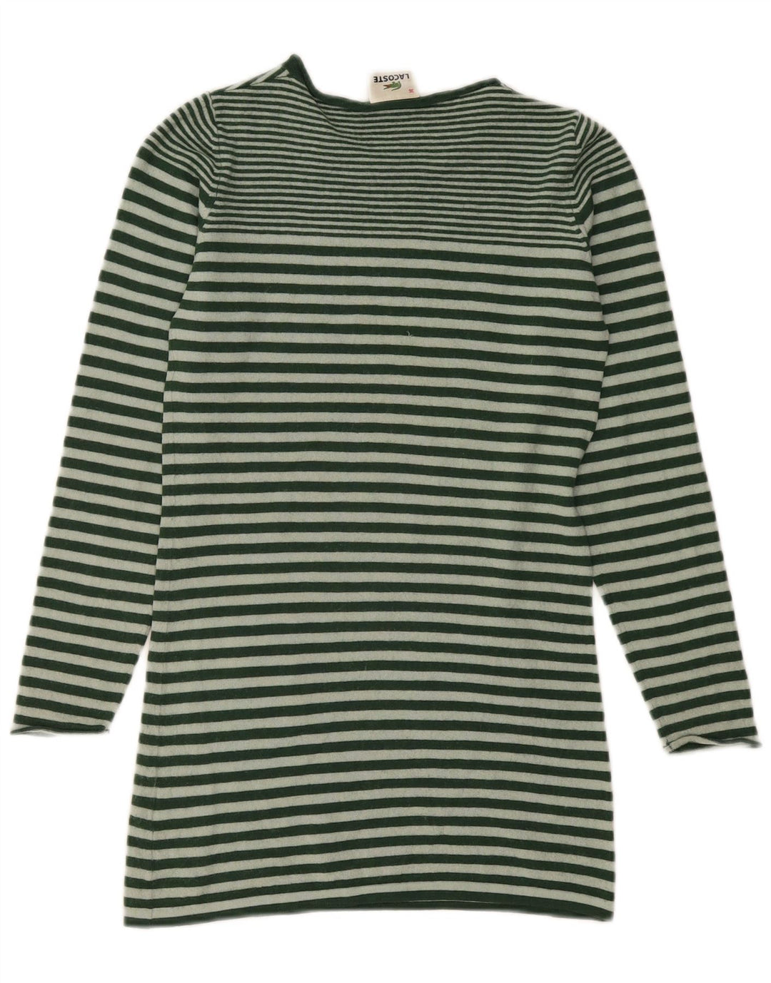 Lacoste Womens Boat Neck Jumper Sweater Size 36 Small Green Striped
