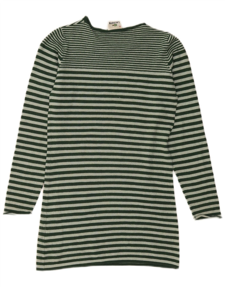 Lacoste Womens Boat Neck Jumper Sweater Size 36 Small Green Striped