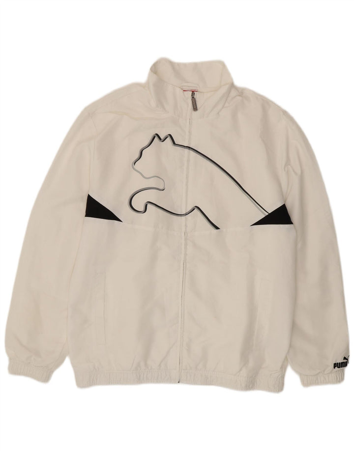 Puma Womens Graphic Tracksuit Top Jacket Large White Colourblock Polyester