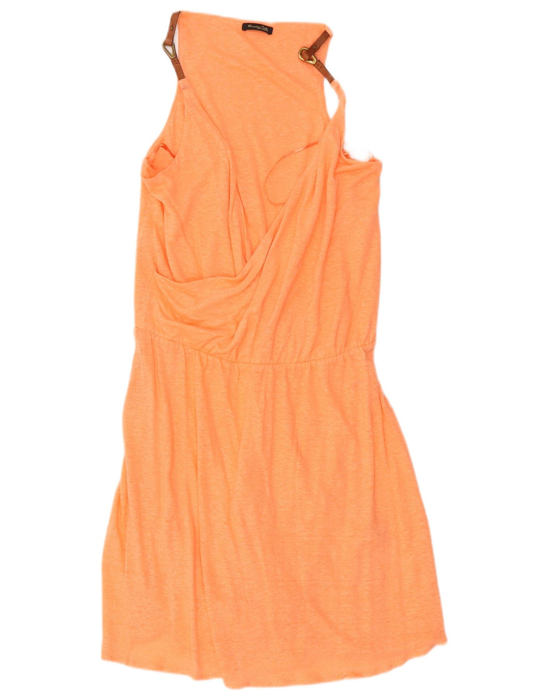 Massimo Dutti Womens Sheath Dress UK 12 Medium Orange Flecked Linen