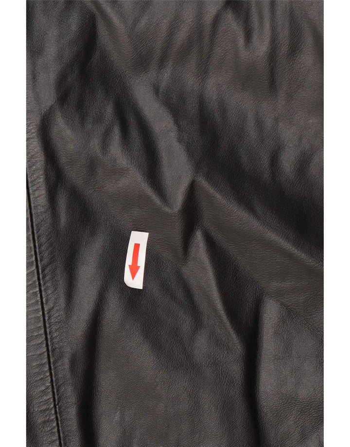 Vintage Womens Leather Coat IT 42 Medium Black
