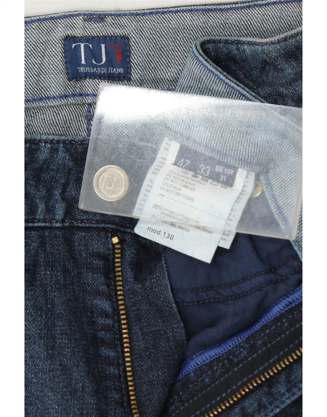 TRUSSARDI Womens Straight Jeans W31 L33 Navy Blue Cotton