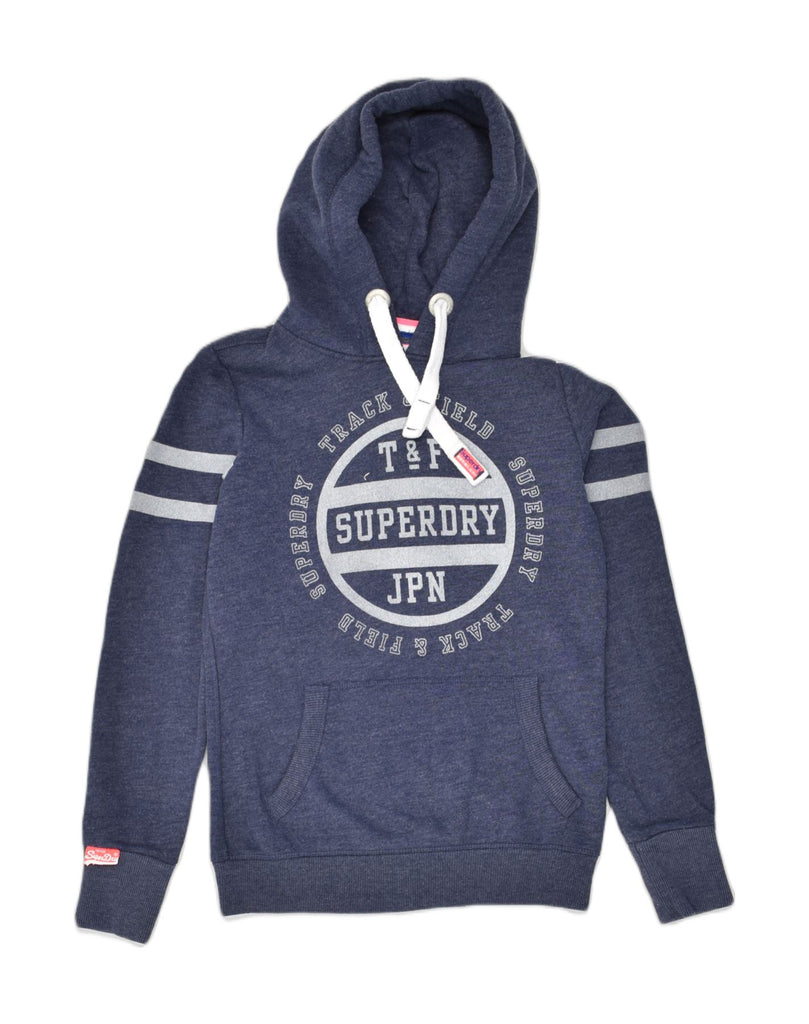 SUPERDRY Mens Track & Field Graphic Hoodie Jumper Small Blue Cotton | Vintage Superdry | Thrift | Second-Hand Superdry | Used Clothing | Messina Hembry 