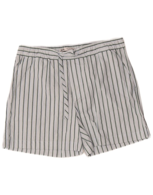 Zara Mens Chino Shorts Large W32 Blue Striped Cotton