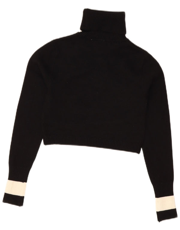 Zara Womens Crop Roll Neck Jumper Sweater UK 12 Medium Black Colourblock