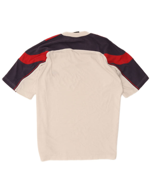 ADIDAS Mens T-Shirt Top UK 40/42 Medium White Colourblock Cotton