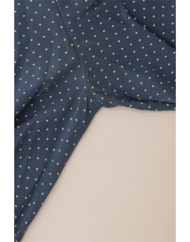 Vintage Womens A-Line Dress UK 12 Medium Blue Spotted