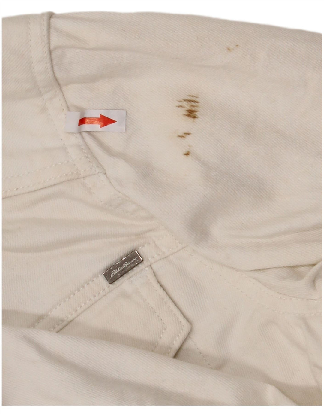 Eddie Bauer Womens Denim Jacket UK 14 Large White Cotton