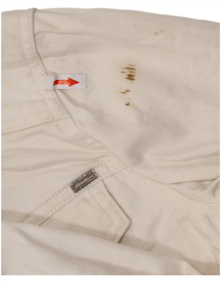 Eddie Bauer Womens Denim Jacket UK 14 Large White Cotton