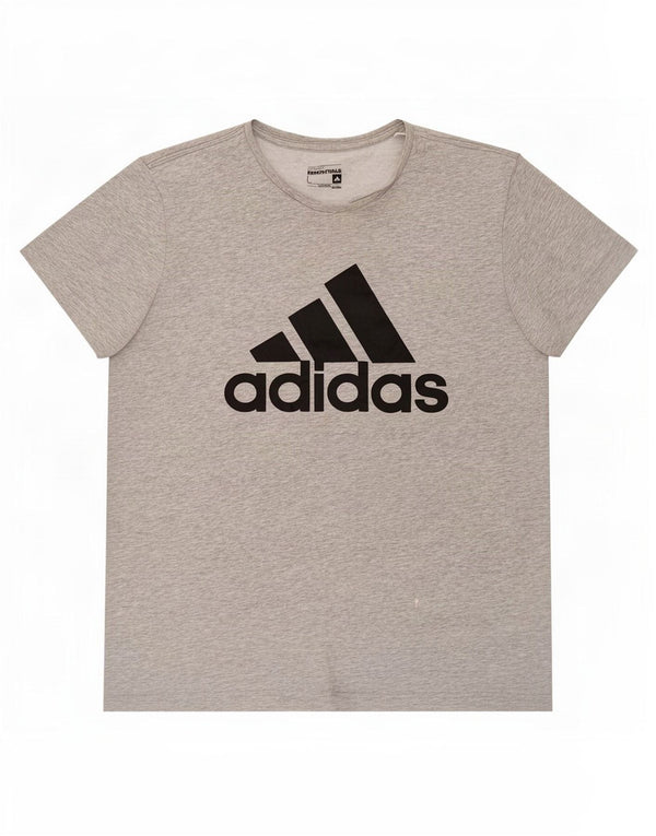 Adidas Mens Climalite Graphic T-Shirt Top Large Grey Flecked Cotton