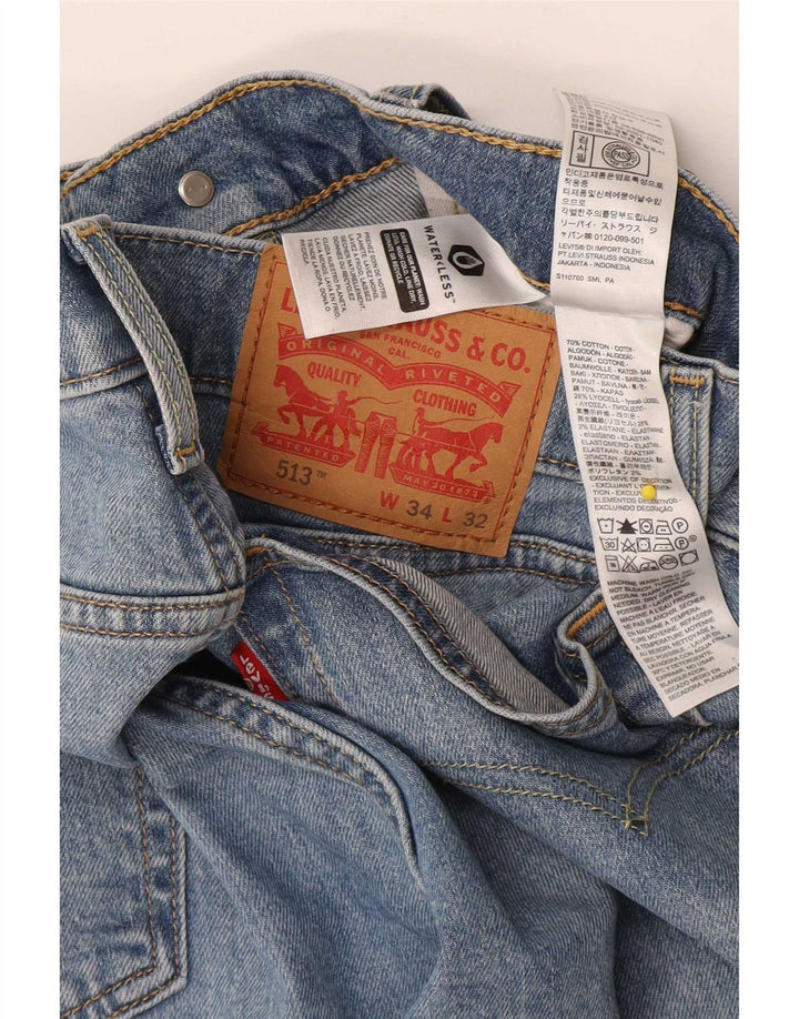 Levi's Mens 513 Slim Straight Jeans W34 L32 Blue Cotton