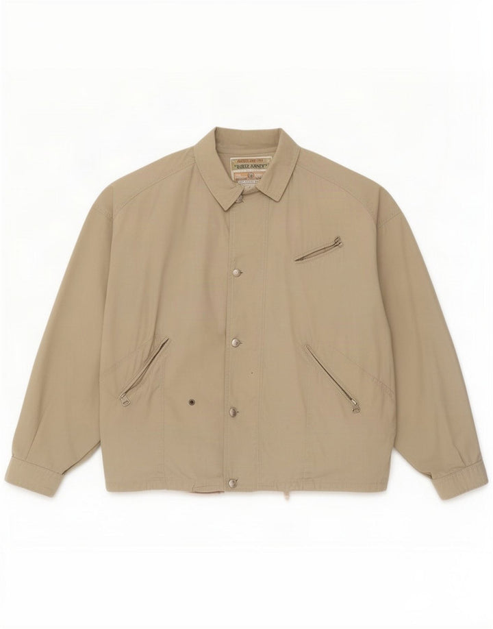 Rifle Mens Bomber Jacket UK 40 Large Khaki Cotton