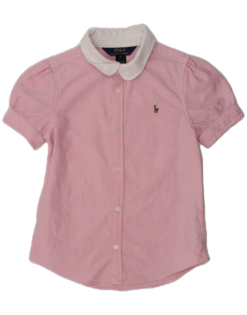 POLO RALPH LAUREN Girls Short Sleeve Shirt 5-6 Years Pink Cotton | Vintage Polo Ralph Lauren | Thrift | Second-Hand Polo Ralph Lauren | Used Clothing | Messina Hembry 