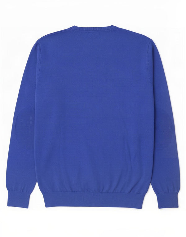 Massimo Dutti Mens V-Neck Jumper Sweater Large Blue Cotton