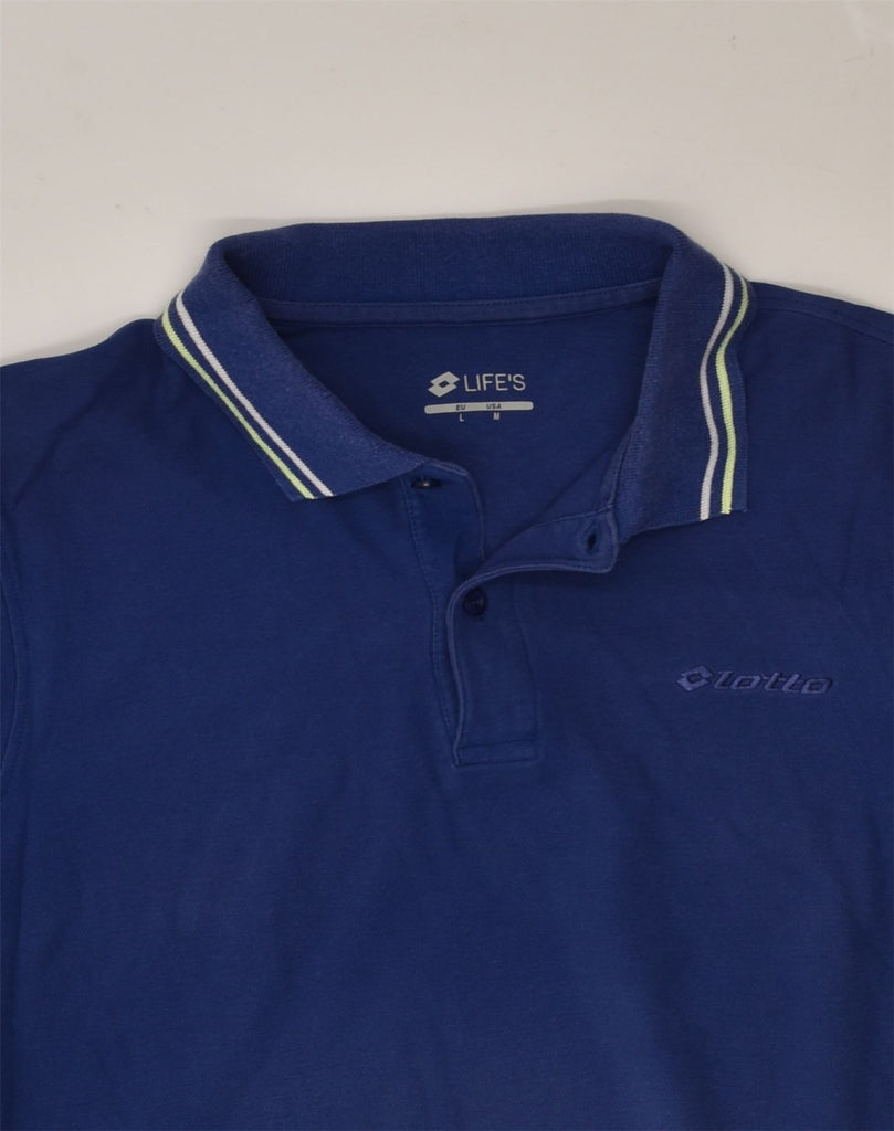 LOTTO Mens Polo Shirt Large Blue Cotton | Vintage Lotto | Thrift | Second-Hand Lotto | Used Clothing | Messina Hembry 