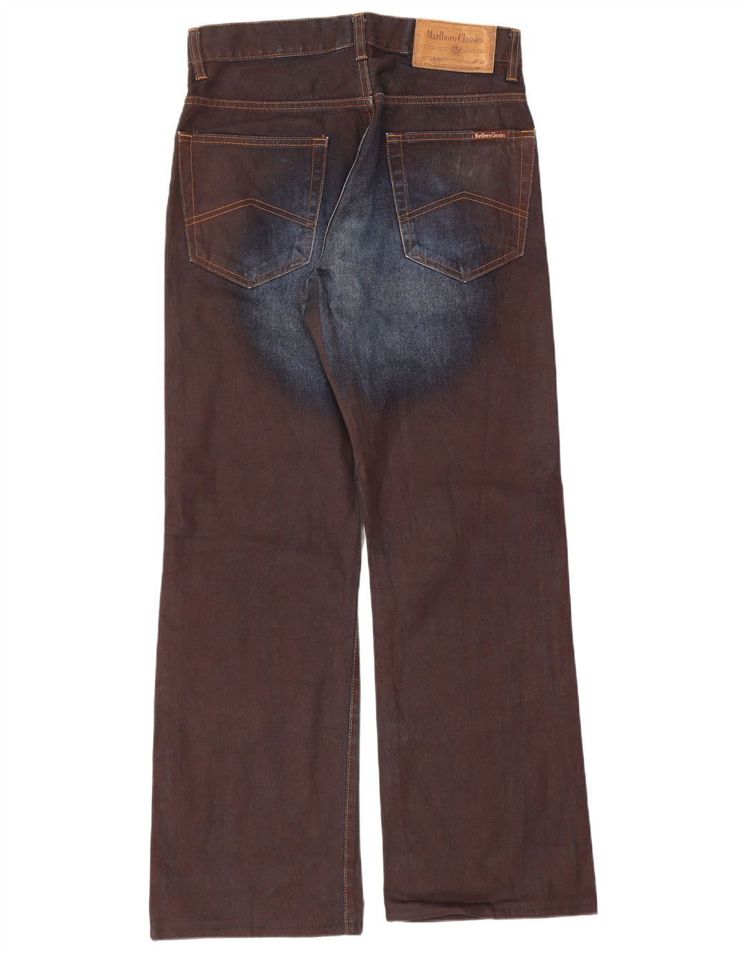 Marlboro Classics Mens Bootcut Jeans W30 L29 Brown Colourblock Cotton