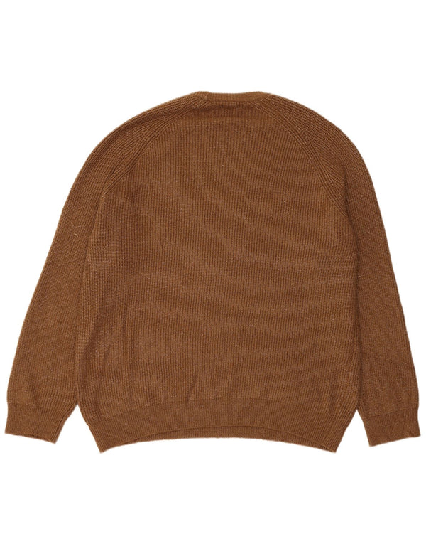 Marks & Spencer Mens Crew Neck Jumper Sweater 3XL Brown Flecked Polyamide