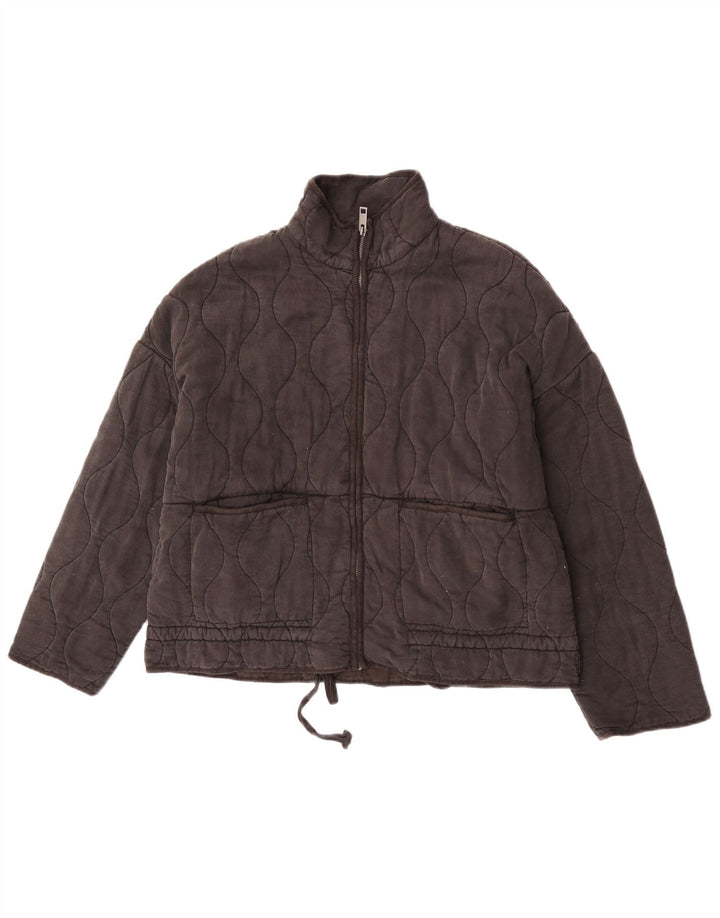 Zara Womens Oversized Quilted Jacket UK 14 Medium Black Polyester