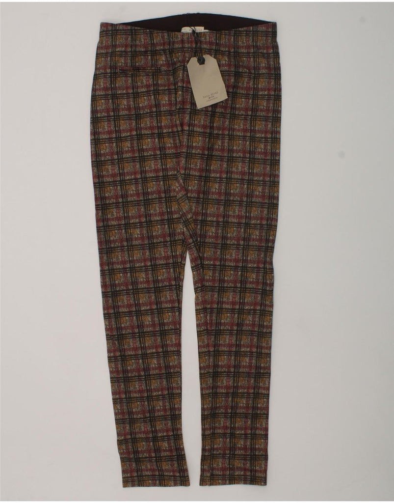 ZARA Girls Slim Casual Trousers 11-12 Years W26 L26 Brown Check Cotton | Vintage Zara | Thrift | Second-Hand Zara | Used Clothing | Messina Hembry 