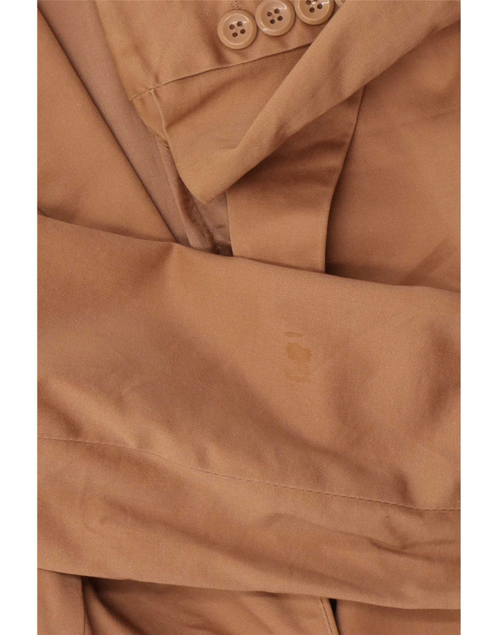 Zara Womens 1 Button Blazer Jacket EU 38 Small Brown Cotton