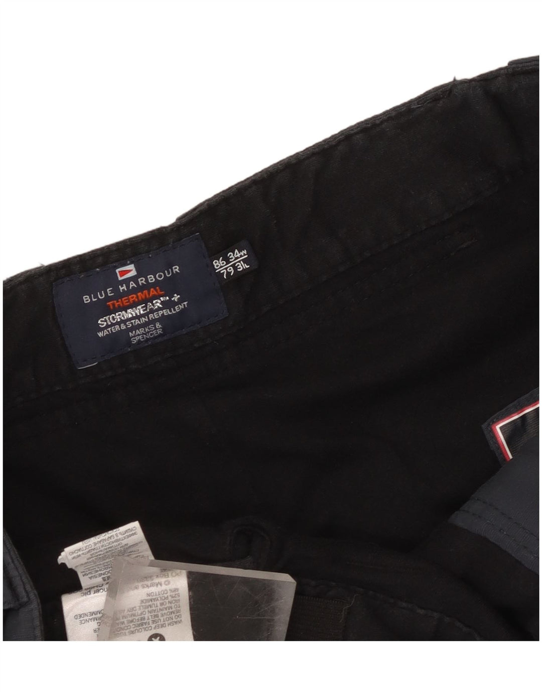 Marks & Spencer Mens Straight Cargo Trousers W34 L31 Navy Blue Polyamide