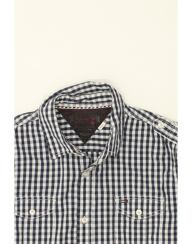 TOMMY HILFIGER Mens Short Sleeve Shirt Medium Black Check Cotton Vintage Tommy Hilfiger and Second-Hand Tommy Hilfiger from Messina Hembry 