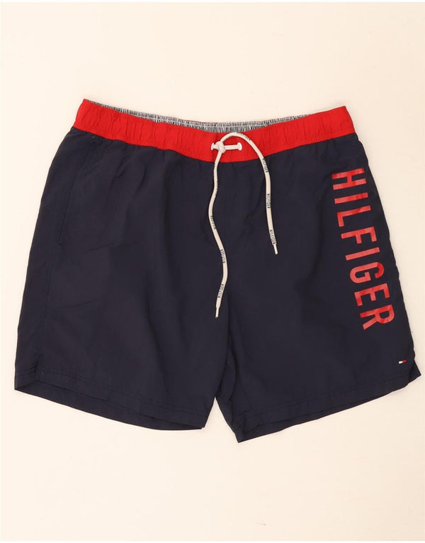 Tommy Hilfiger Mens Graphic Swimming Shorts XL Navy Blue Colourblock