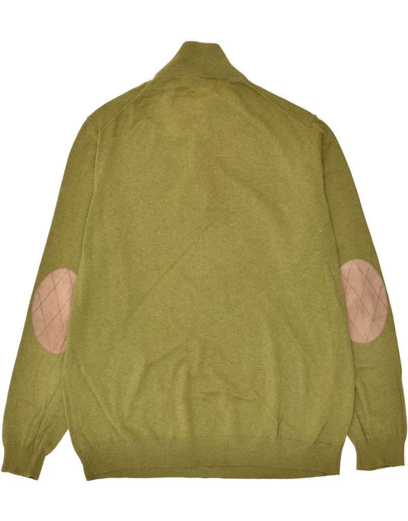 MASSIMO DUTTI Mens Button Neck Jumper Sweater 2XL Green Cotton | Vintage Massimo Dutti | Thrift | Second-Hand Massimo Dutti | Used Clothing | Messina Hembry 