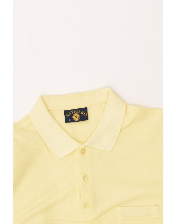 NAVIGARE Mens Polo Shirt Large Yellow Cotton | Vintage Navigare | Thrift | Second-Hand Navigare | Used Clothing | Messina Hembry 