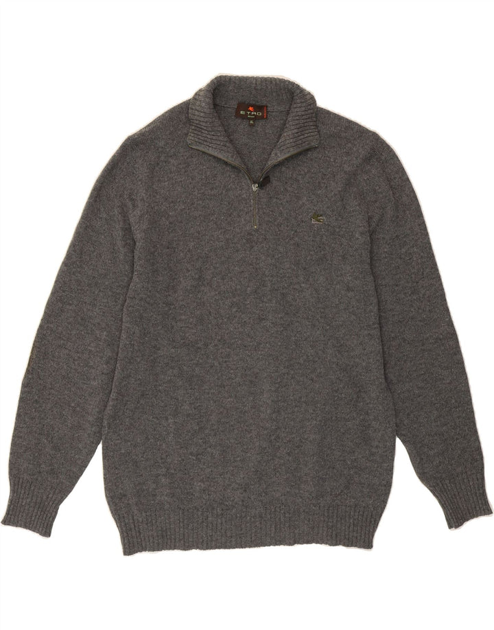 ETRO Mens Zip Neck Jumper Sweater XL Grey Wool Vintage Etro and Second-Hand Etro from Messina Hembry 