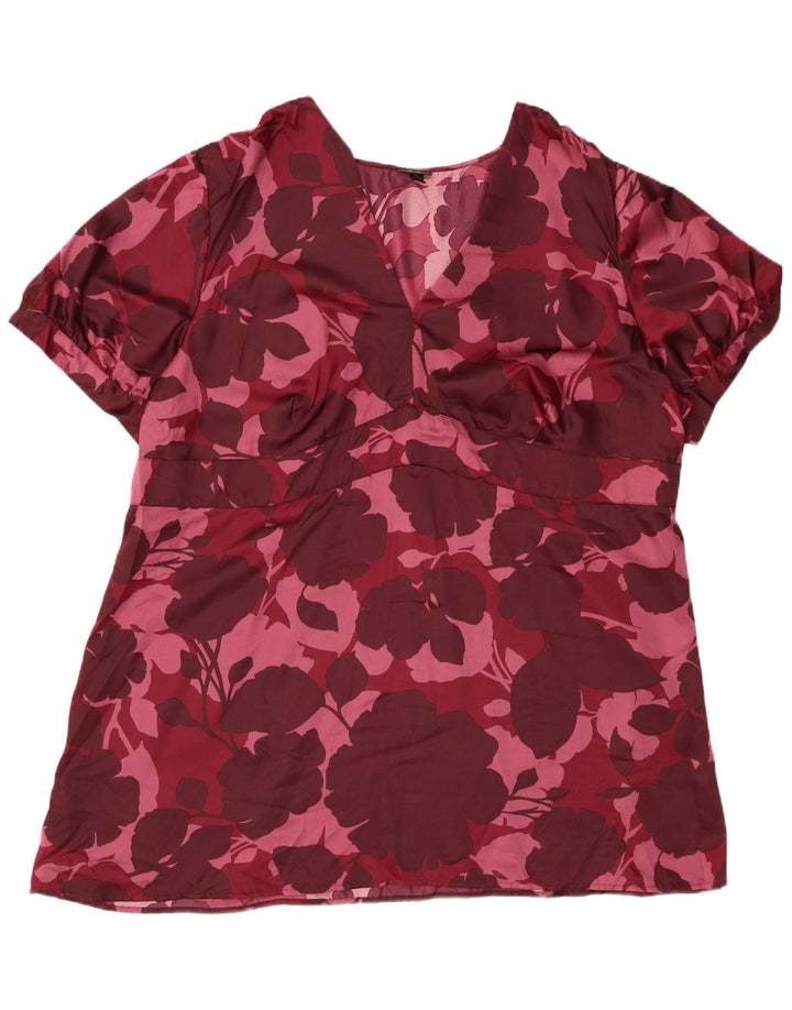 MOSSIMO Womens Blouse Top US 28 5XL Burgundy Floral Polyester
