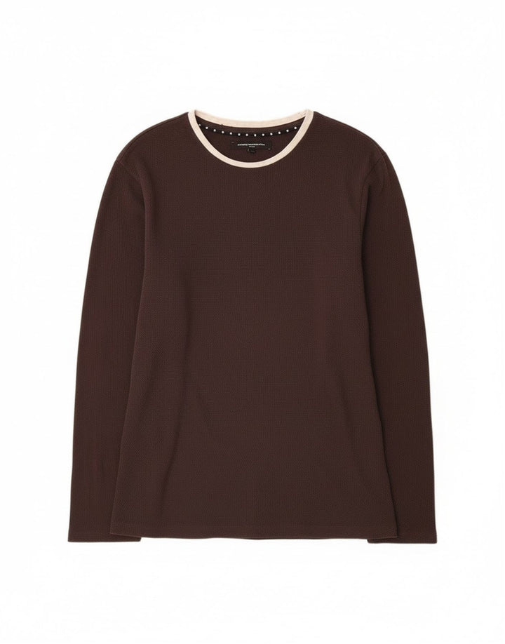 French Connection Mens Top Long Sleeve Large Grey Cotton