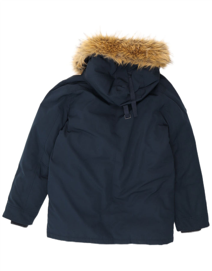 Superdry Mens Hooded Padded Jacket UK 42 XL Navy Blue Polyester