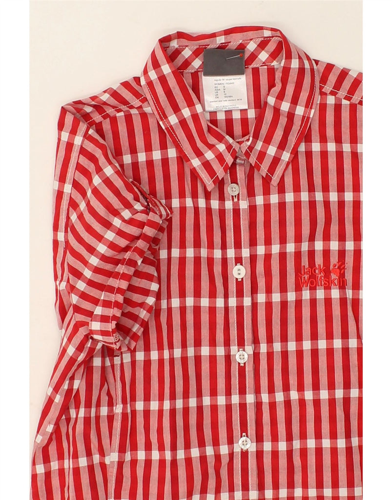 JACK WOLFSKIN Womens Short Sleeve Shirt UK 10 Small Red Check Cotton | Vintage Jack Wolfskin | Thrift | Second-Hand Jack Wolfskin | Used Clothing | Messina Hembry 