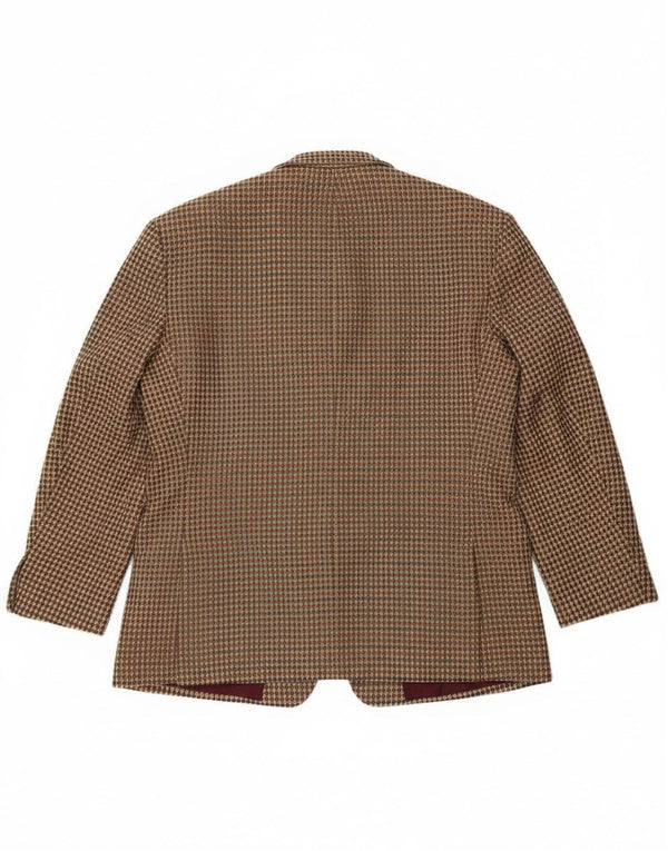 Luigi Botto Mens 2 Button Blazer Jacket UK 40 Large Beige Houndstooth Wool