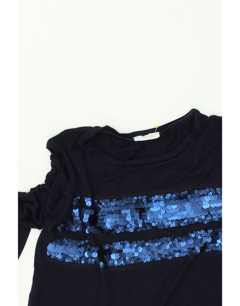 LIU JO Girls Graphic Top Long Sleeve 8-9 Years Navy Blue Striped | Vintage Liu Jo | Thrift | Second-Hand Liu Jo | Used Clothing | Messina Hembry 
