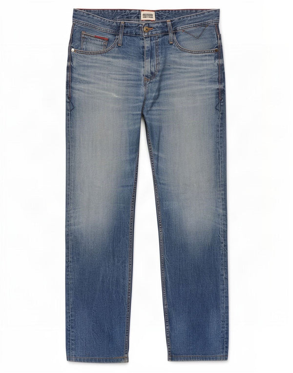 Tommy Hilfiger Mens Distressed Straight Jeans W34 L30 Blue Cotton
