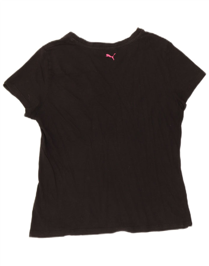 Puma Womens Graphic T-Shirt Top UK 12 Medium Black