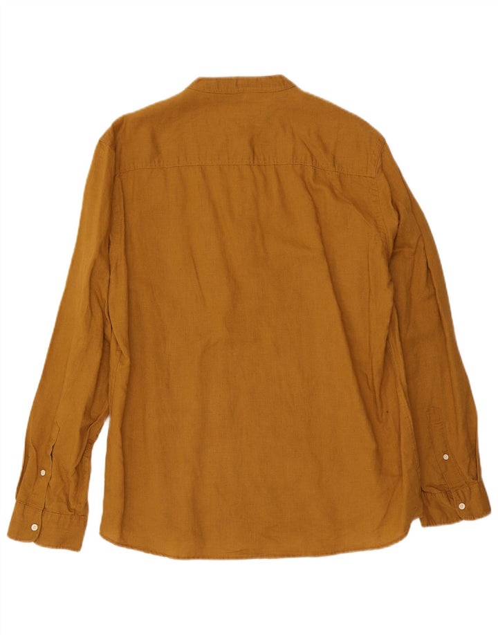 Zara Mens Pullover Shirt Large Brown Linen